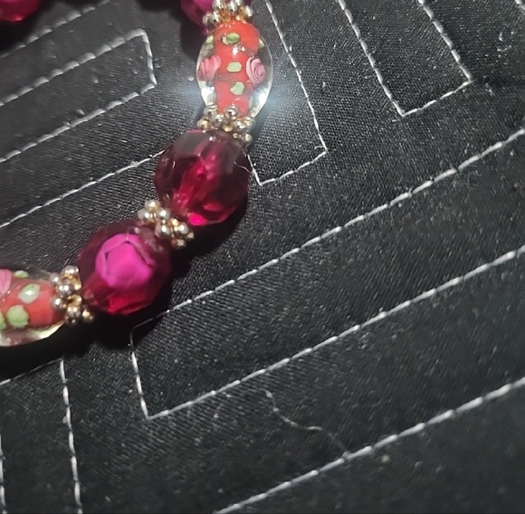 #28.VANTAGE Elegant Red Beaded Jewelry Set - Picture 11 of 15